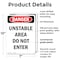 Signmission Unstable Area Do Not Enter Danger Sign, Plastic, 7in W x 10in L, 2PK OS-2PACK-DS-P-710-V-2162 - alternate 7